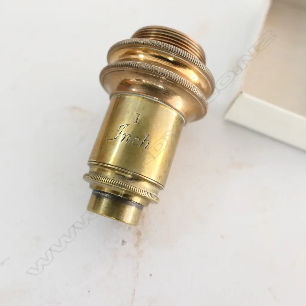 BRASS MONOCULAR MICROSCOPE by JAMES PARKES & SON, B'HAM  w VARIOUS LENSES (CASE w REPLACED DOOR) Image 1++